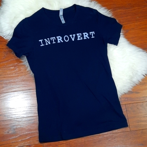 Next Level Introvert Fitted Navy Tshirt - Picture 1 of 3